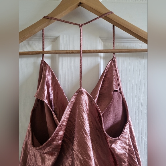 Express Rose Gold Shiny Cowl Neck Top - Picture 6 of 12